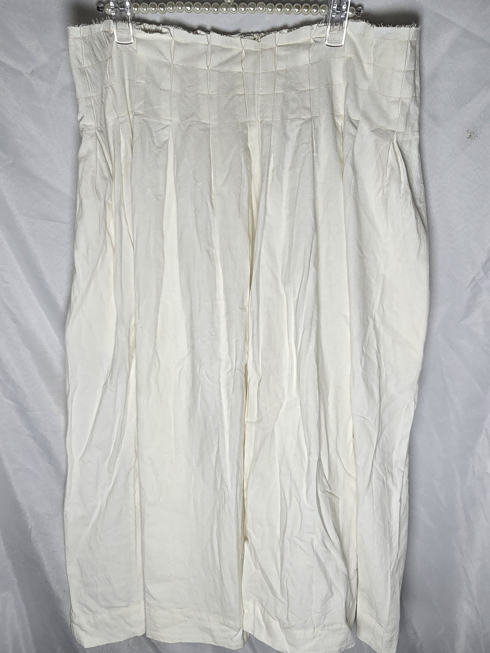 Free People 100% Cotton White Maxi Skirt Pull On Pleated Waist Boho Priarie XL
